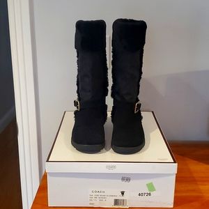 Coach Deeann Black Shearling Boots 7.5